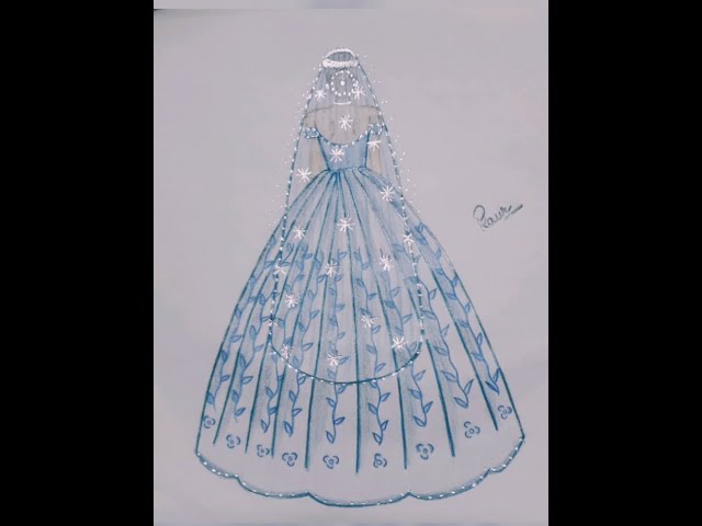 Gown drawing II Girl with beautiful gown drawing #shorts