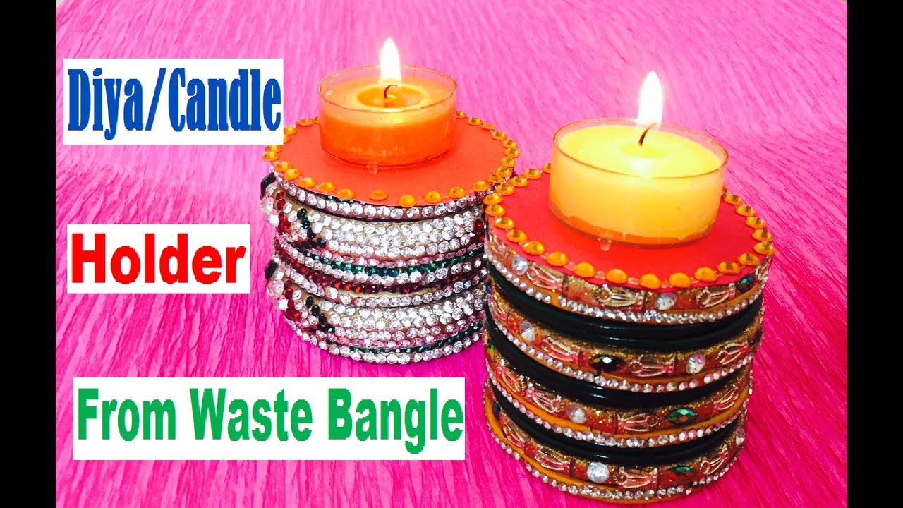 Diwali/Christmas Diya & Candle Stand from waste Bangles Best out of