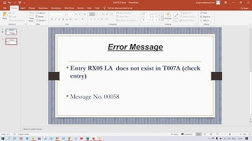 SAP Error Entry XXXX XX  does not exist in T007A check entry Message No  00058