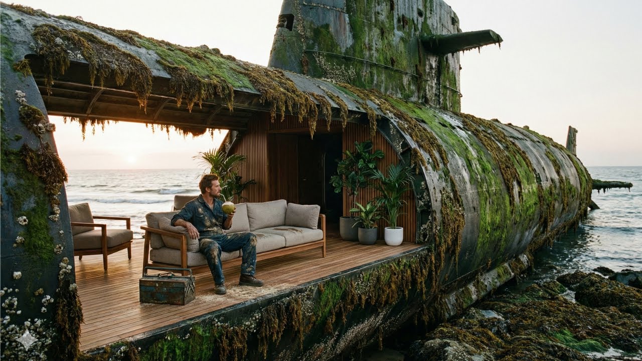 Building the ultimate underground shelter: a modern home inside a nuclear submarine (ASMR)