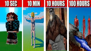 ALL Titans in MINECRAFT: 100 Hours, 10 Hours, 10 Minutes, 10 SECONDS!