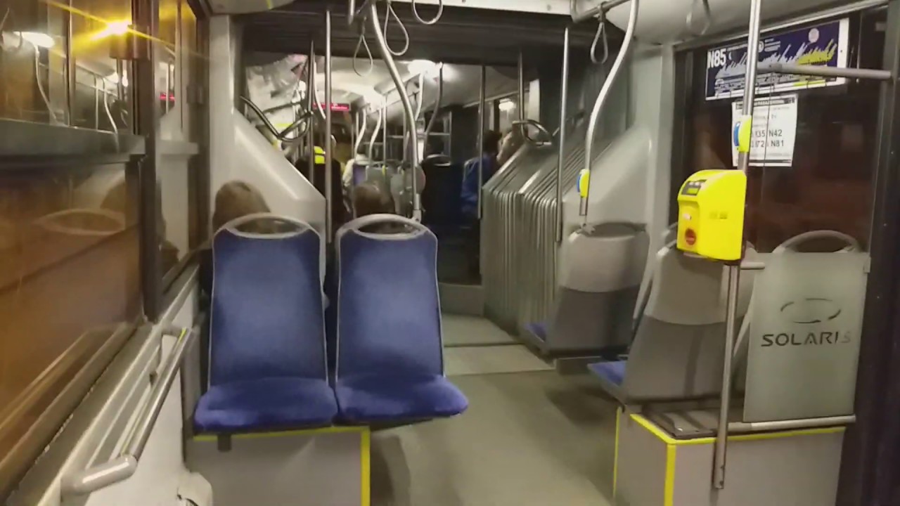 Przejazd warszawskim autobusem Solaris Urbino 18 #8129 linia N85