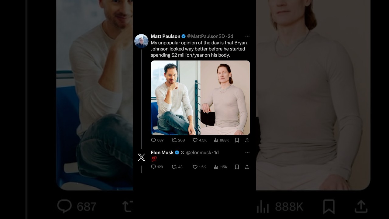 Elon Musk Reacts To Bryan Johnson's $2 Million Transformation