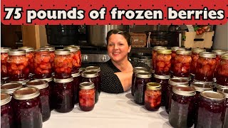 Alaska Cabin Life - Canning Frozen Berries - Making room in the freezer before winter comes