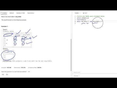 1757. Recyclable and Low Fat Products | LeetCode | Hindi | Top 50 sql interview questions