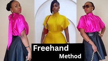 How to Sew a Kimono gathered turtle neck Top. Freehand method