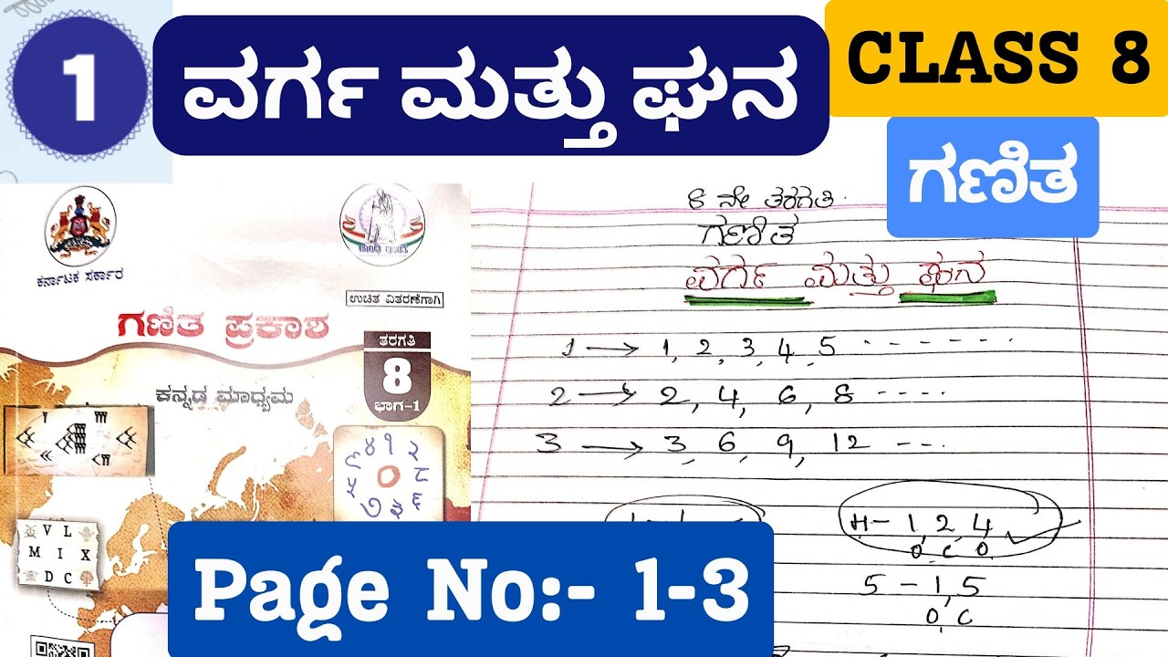 8ನೇ ತರಗತಿ ಗಣಿತ | ಗಣಿತ ಪ್ರಕಾಶ ಅಧ್ಯಾಯ 1 ವರ್ಗ ಮತ್ತು ಘನ | ಪುಟ 1 ರಿಂದ 3 ಸಂಪೂರ್ಣ ವಿವರಣೆ 2026-27 NCERT NEW