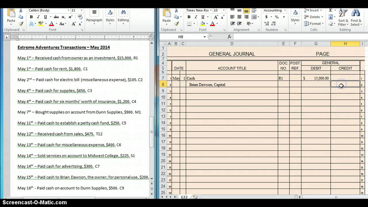 Recording Transactions into General Journal - YouTube