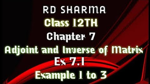 RD Sharma | Class 12 | Chapter 7 | Adjoint and Inverse of Matrix | Ex 7.1 | Example 1 to 3 |