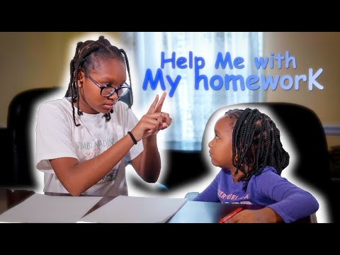 BIG SISTER gets frustrated helping LITTLE SISTER with HOMEWORK