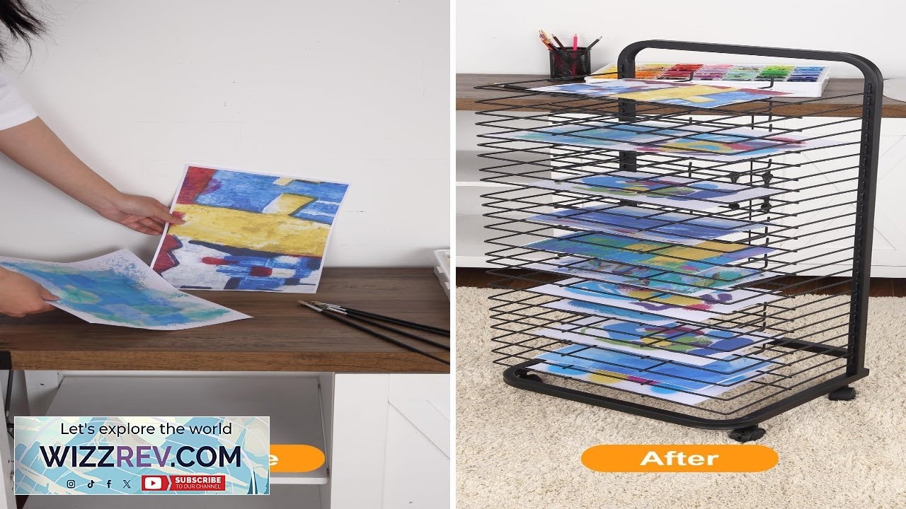 Garvee 25 Shelf Art Drying Rack 41.5 Inch High Mobile for Studios