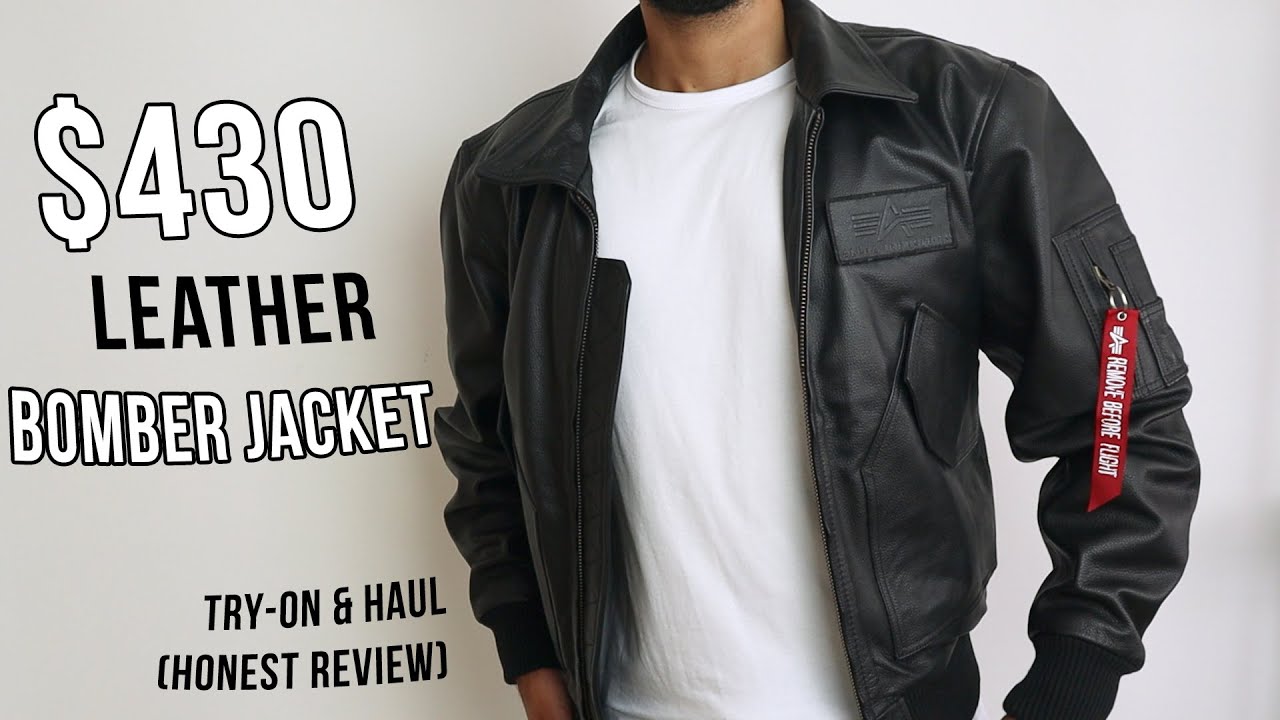 $430 Alpha Industries CWU Leather Bomber Jacket (Honest Review) | Men's  Haul & Try On - YouTube