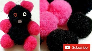How To Make Pom Pom Teddy Bear With Wool or Woolen Teddy Bear Making