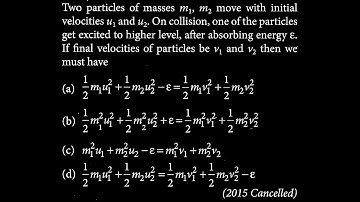 Two particles of masses m1, m2 move with initial velocities u1 and u2 On collision, WEP DTS 08 Q4
