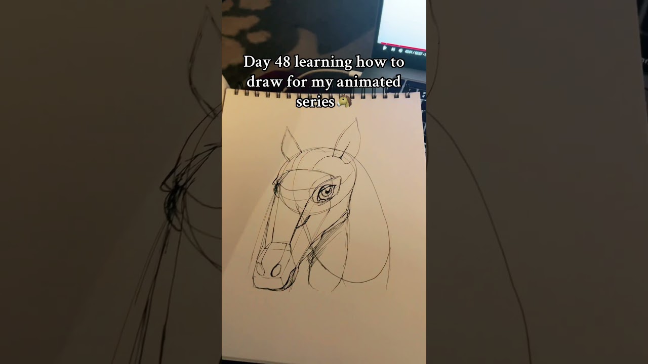 Day 47 learning how to draw for my animated series! | I drew a horse☺️