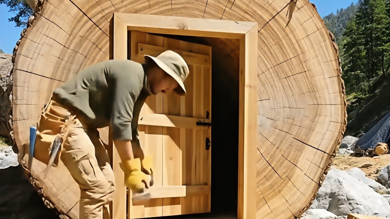 Building a house in the forest (ASMR) - This guy built a modern mini ...