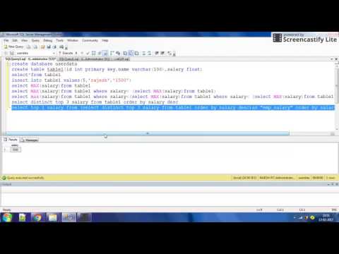 how to get 1st ,2nd ,3rd ,nth highest  salary using sql part 2? video by intelligent programming