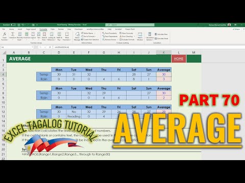 [Excel Tagalog Tutorial #70] Average