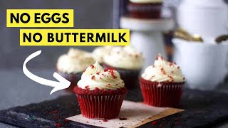 The best Eggless Red Velvet Cupcakes without Buttermilk