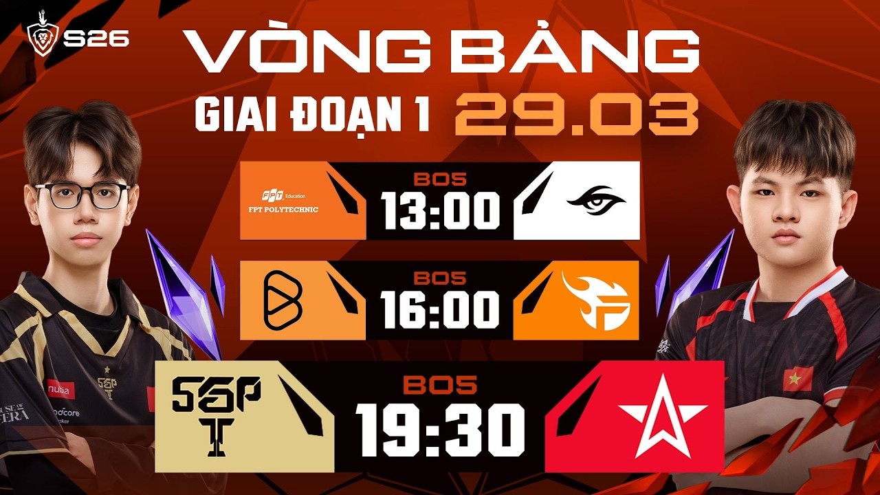 FPL vs TS | BOX vs FPT | SGP vs 1S | GIAI ĐOẠN 1 - LƯỢT VỀ | ĐTDV MÙA XUÂN 2026 (NGÀY 29/03)
