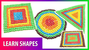 Learn Shapes with a M&Ms candy for children. Preschool learning. Läs Former för barn