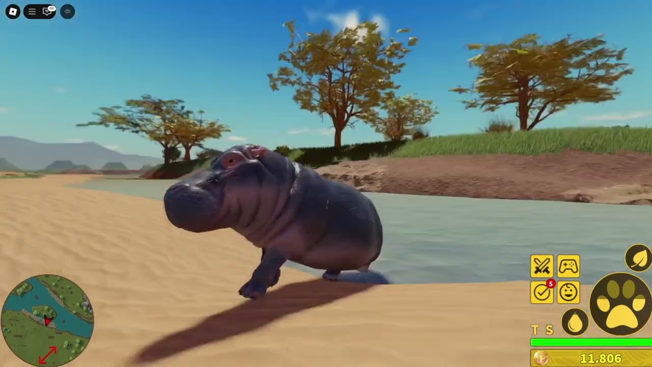 SAVANNAH LIFE (ROBLOX) jogando de Hipopotamo