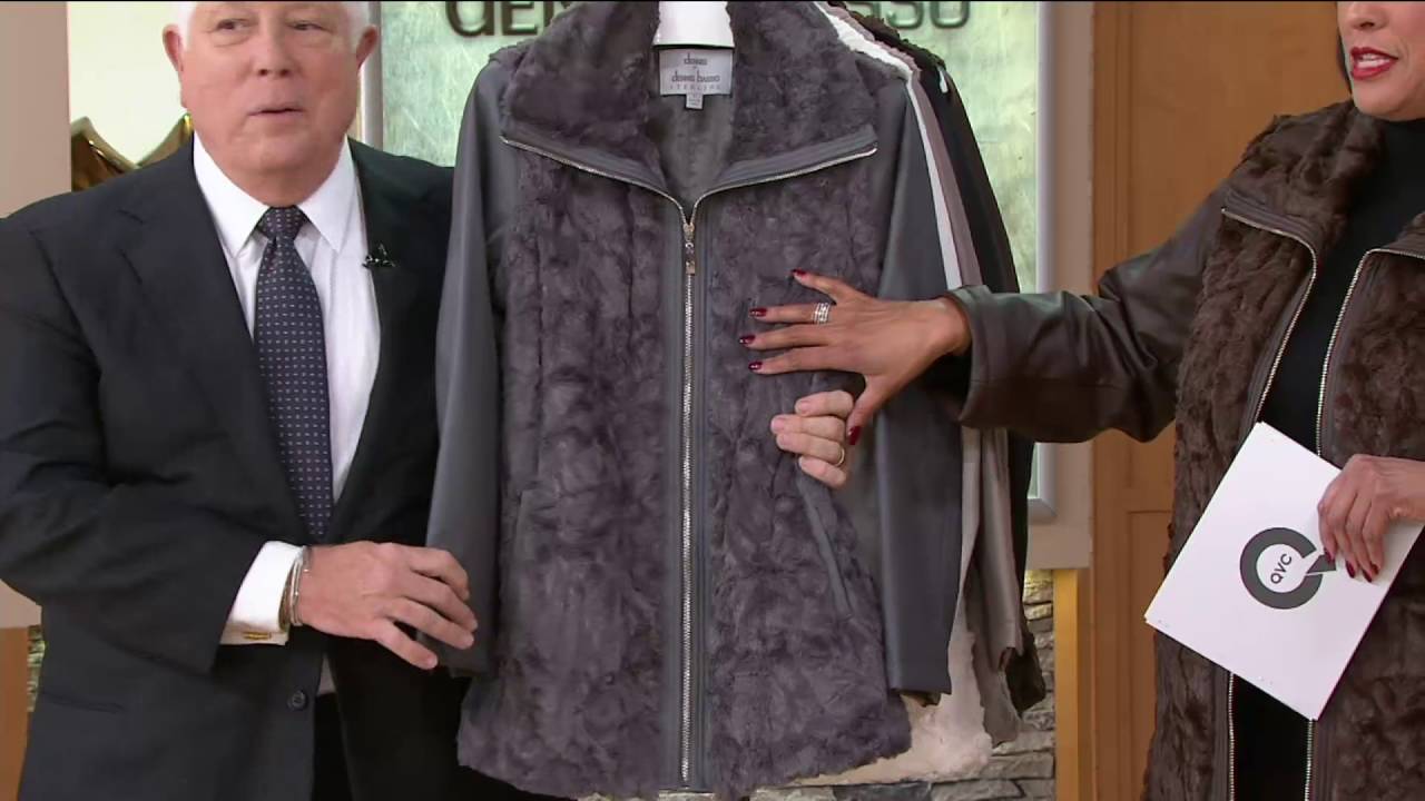 Dennis Basso Faux Fur Zip Front Jacket with Zip-Off Sleeves on QVC