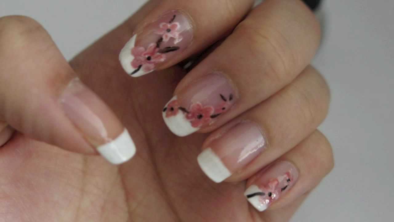 Cherry Blossom Nail Design On French Tips Tutorial - YouTube Cherry Blossom Nail Design on French Tips Tutorial - Cherry Blossom Nail Design On French Tips Tutorial - YouTube