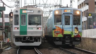 【タテ線運用に入るならしかトレインと10系後期車の並び】近鉄1026系VH29編成 平城～大和西大寺(平城4号踏切)通過