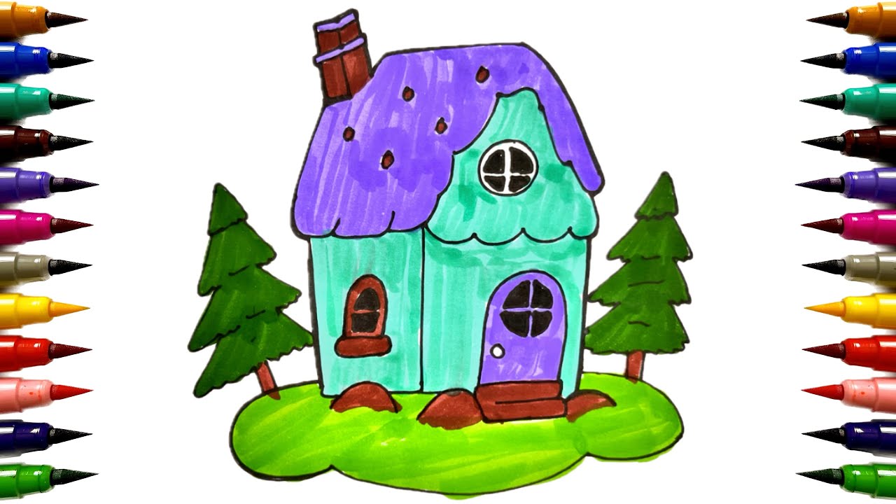 Beautiful House 🏡 Drawing for Kids | Easy House Drawing | How To Draw Cute House