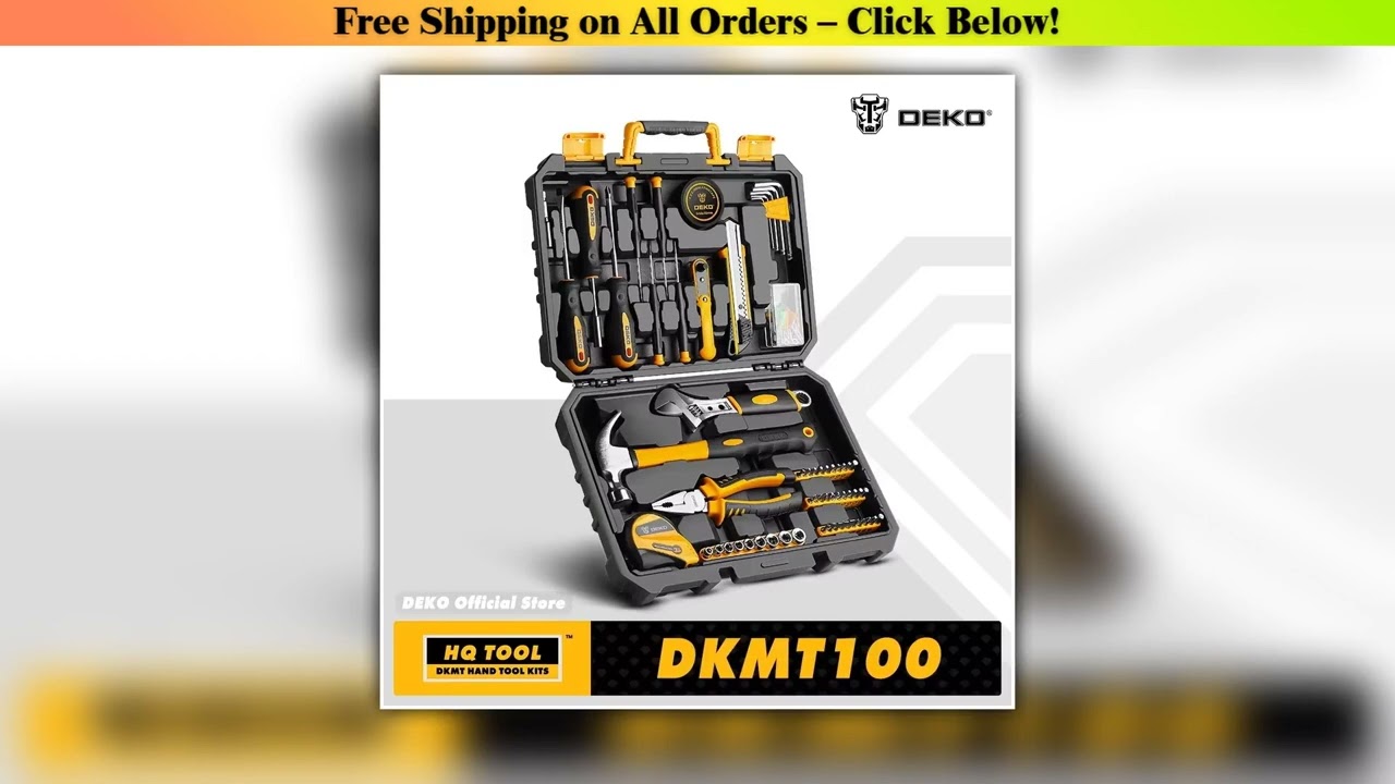 DEKO 100Pcs113Pcs EDC General Household Repair Hand Tool Set with Tool box Socket Wrench Screwdrive