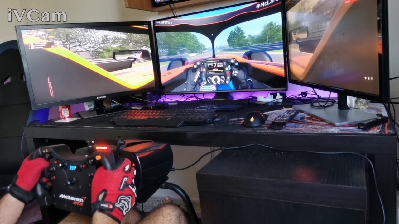 F1 2020 McLaren in Hungary with 3 monitor setup + Fanatec McLaren GT3