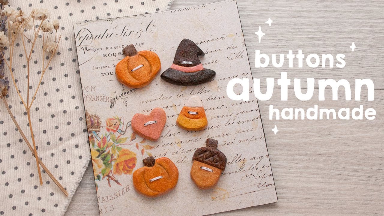 🍂🍁 DIY Autumn Buttons 🍁🍂 | Handmade Air-Dry Clay Sculpt & Paint | Cozy Crafts |