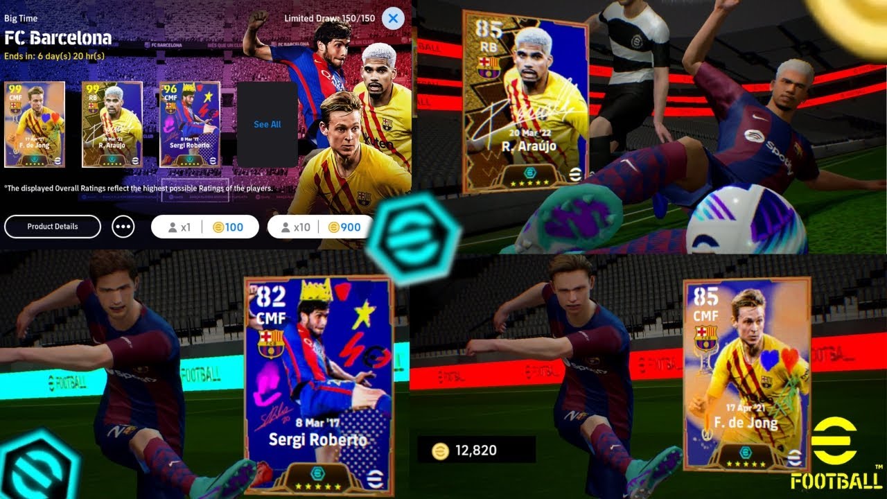 102 R. Araujo 🦍 Barcelona 🔥BIG TIME EPIC 💀 Pack Opening | 102 De Jong😈 e-Football 2024 Mobile