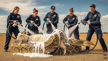 Brave Rescuers Run For Help to Save Mother Goat from Giant Python.Animal Rescue