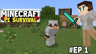 MINECRAFT PE 🔥 Survival Series EP 1 in Hindi 1.20 | Making iron armour \& Building a house
