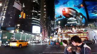 Eating a snack at Times Square New York