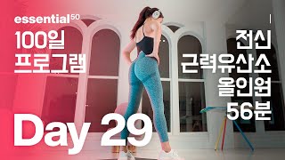 Full Body 56 Min / 전신 근력 유산소 올인원 운동 홈트 / 에센셜50 100일 홈트 프로그램 - Day 29