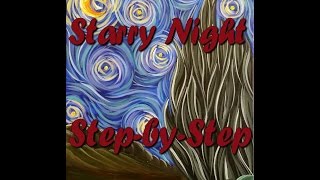 step acrylic beginners painting night canvas starry