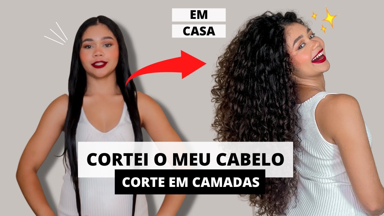 CORTEI O MEU *CABELO CACHEADO* SOZINHA EM CAMADAS || EM CASA 🔥✨