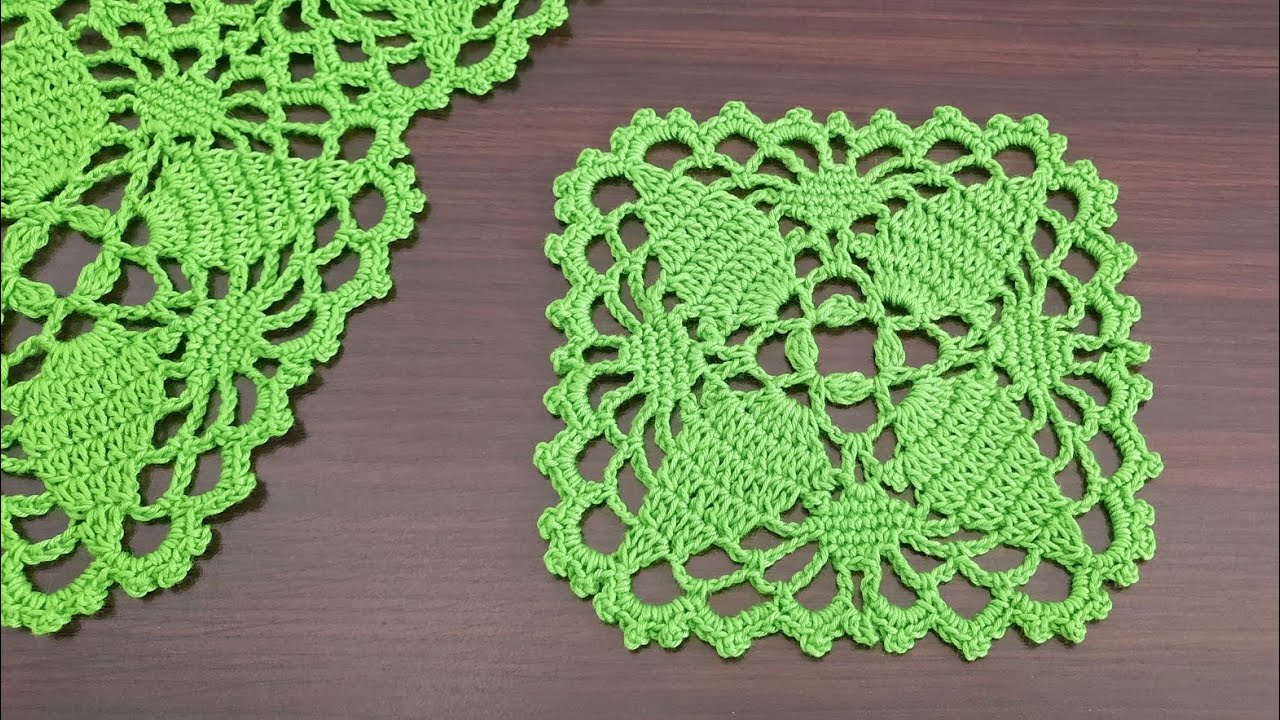 Crochet pattern || Model Rajutan persegi unik untuk taplak meja,sarban ...