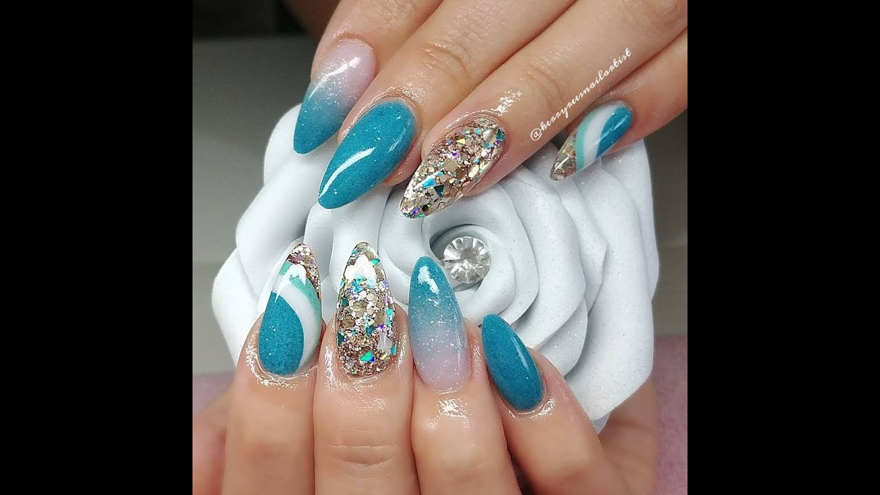 Acrylic Not Polish Design with Glitter