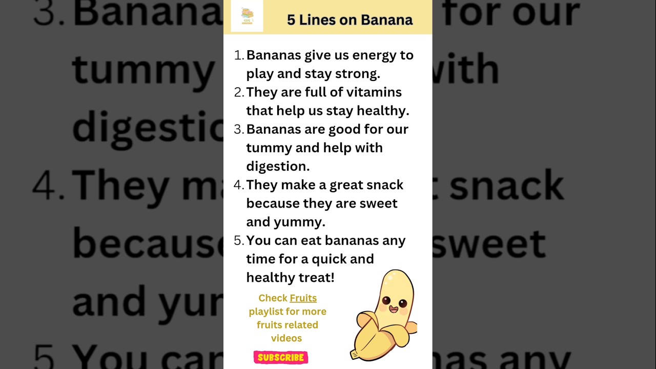 5 Lines on Banana 🍌 l My Favourite Fruit l Banana Day l Show and Tell