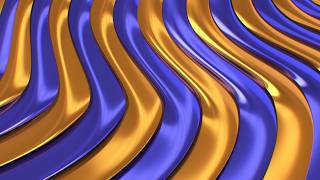 Blue And Golden Shiny Metallic Abstract Wavy Curved Stripes Flowing 4K Background VJ Video Effect screenshot 5