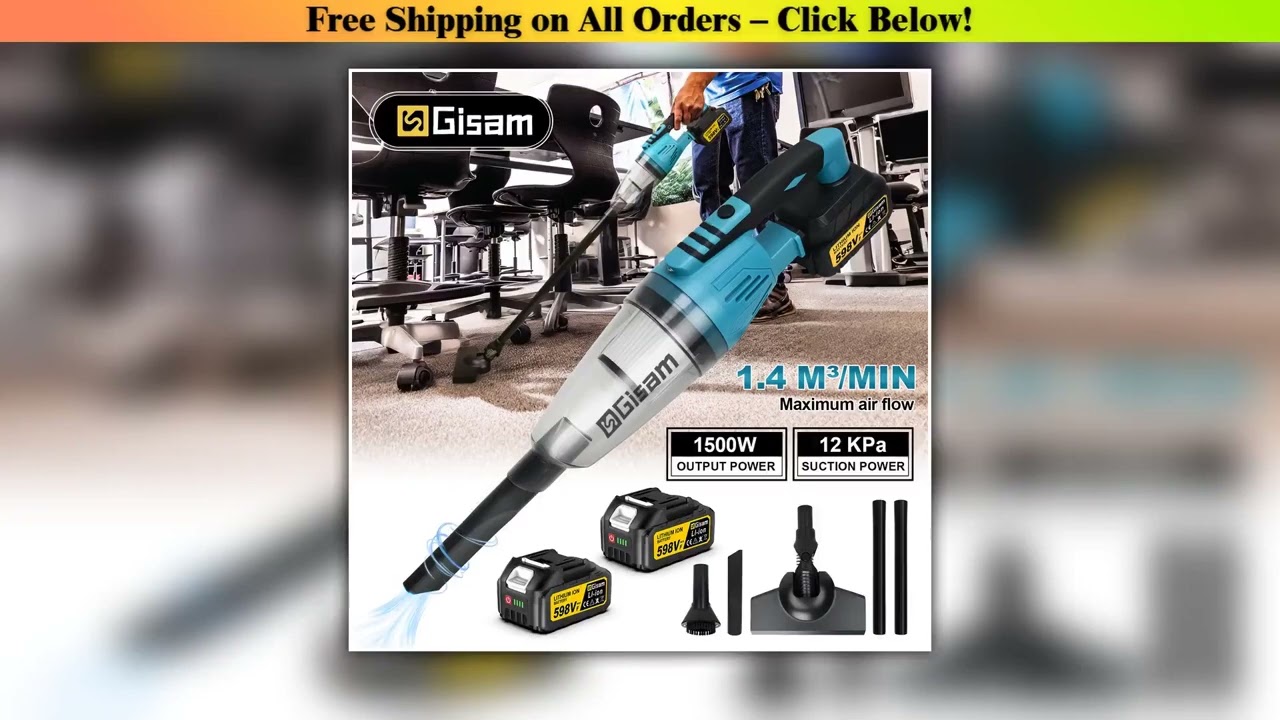 Gisam Electric Handheld Wireless Vacuum Cleaner Cordless Vacuum Home Car Dual Use Portable Power