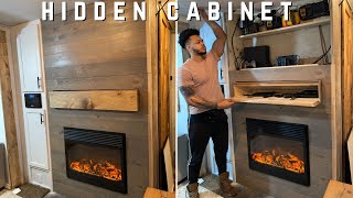 DIY Secret Cabinet Fireplace Wall | Tiny House RV Ep. 6
