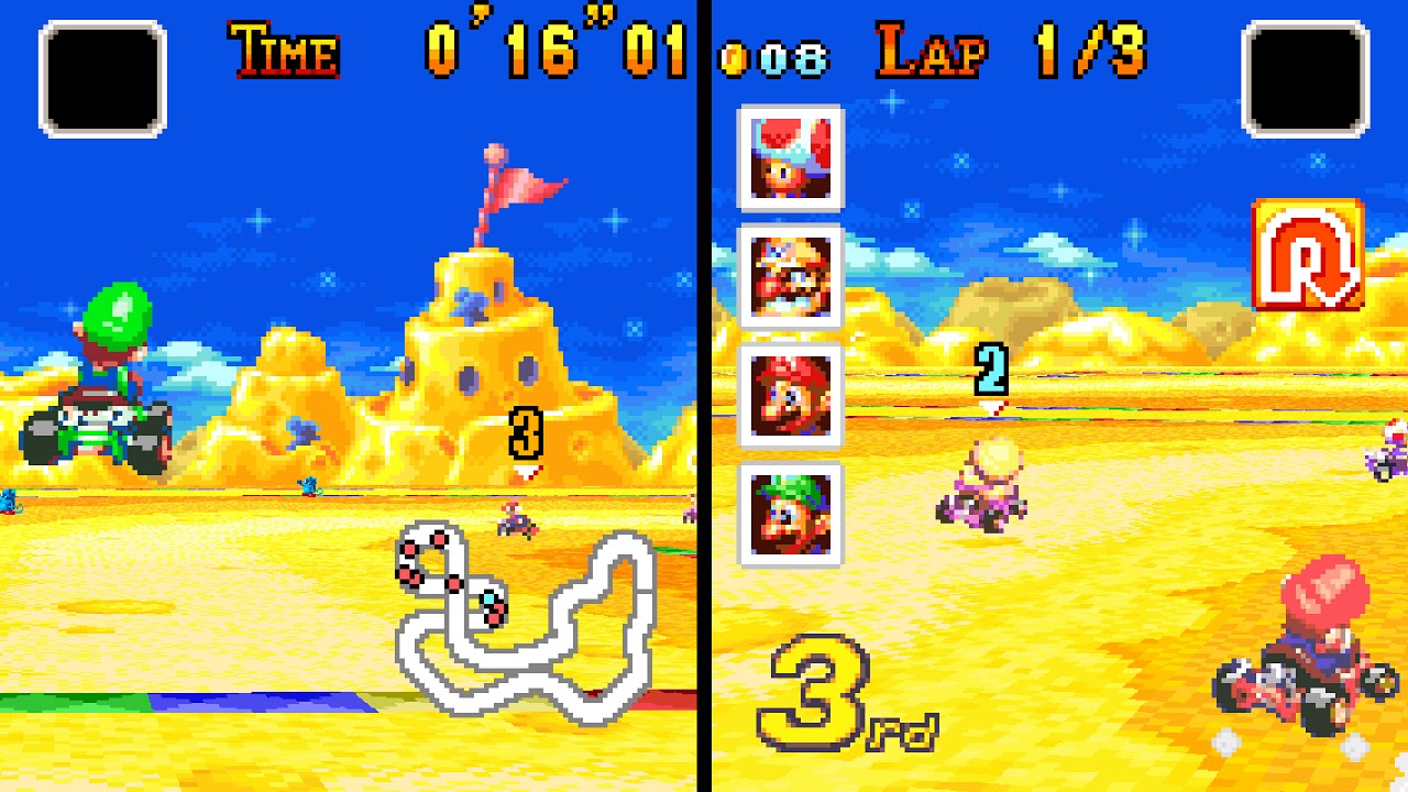 Mario Kart: Super Circuit Flower Cup 150cc 2 player 60fps