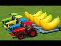 Transport bananas with colored john deere tractors  scania truck  farming simulator 22