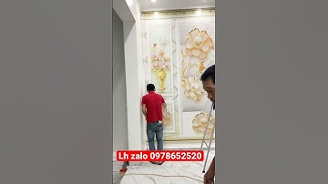 Thi công tranh dán tường 3D hoa 3D giả ngọc thật đẹp