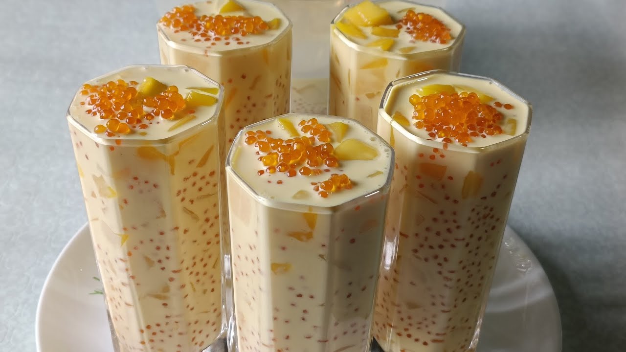 Mango jelly sago drinks 